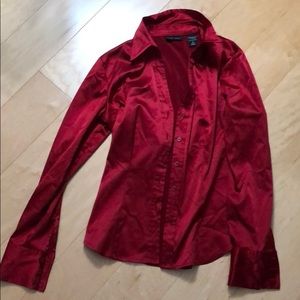 New York & Company Red Button Down Blouse